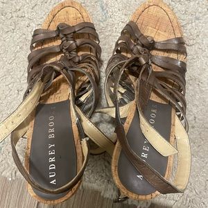 Audrey Brooke Sandel Wedges- Brown